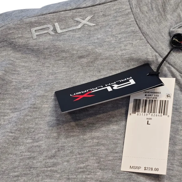 RLX Ralph Lauren Golf Mockneck Jacket Full Zip Stretch Hthr Grey Mens L NWT $228 - Picture 6 of 12